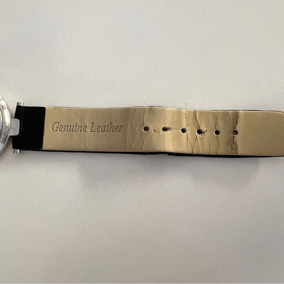 NWT 90s big Watch Silver-tone Bezel Genuine Leather Band - Picture 10 of 17